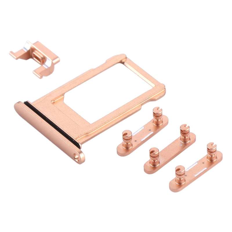 Card Tray + Volume Control Key + Power Button + Mute Switch Vibrator Key for iPhone 8 (Gold)