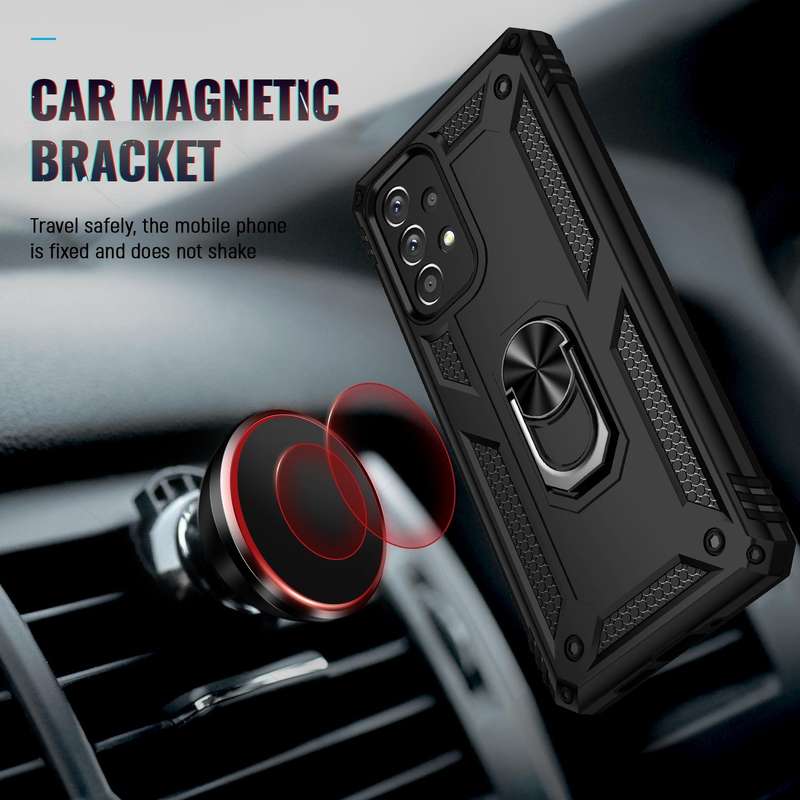 For Samsung Galaxy A73 5G Shockproof TPU + PC Phone Case with Holder(Black)