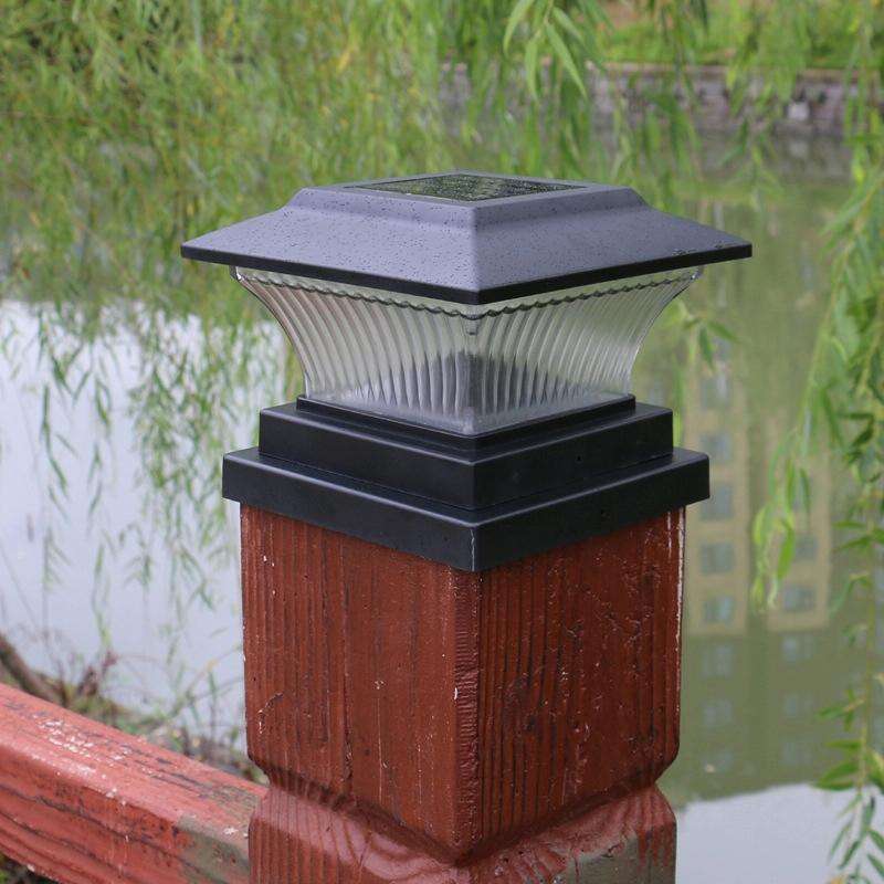 Outdoor Solar Column Lamp IP44 Waterproof Garden Fence Light Solar Street Lamp(Black Shell+Warm L...