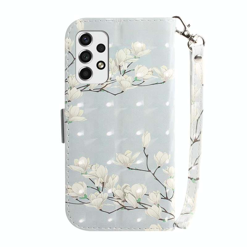 For Samsung Galaxy A73 5G 3D Colored Horizontal Flip Leather Phone Case(Magnolia)