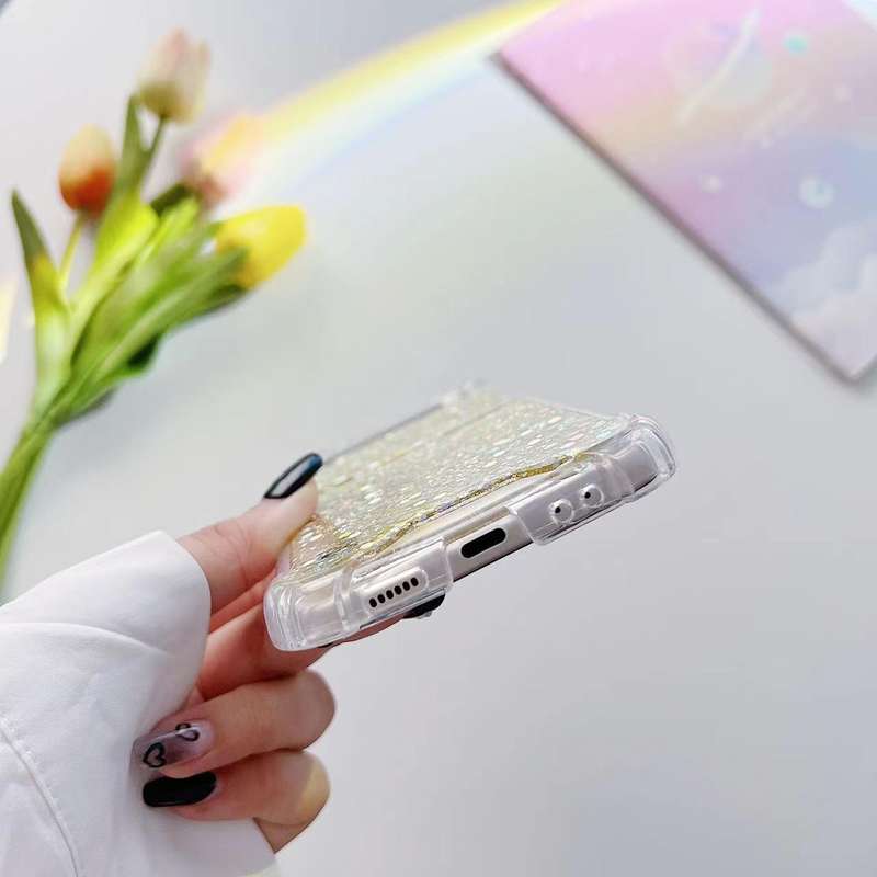 For Samsung Galaxy Z Flip4 Glitter Sequins Epoxy TPU Phone Case(Gold)