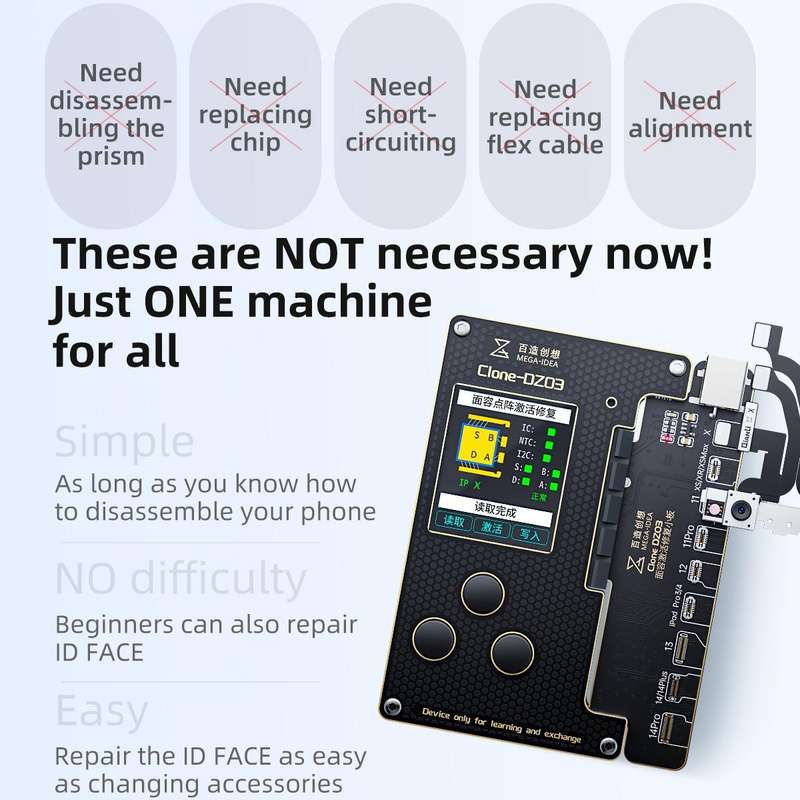 MEGA-IDEA Clone DZ03 Battery Activation & Face ID Dot Matrix Programmer for iPhone 8-14 Pro Max, ...
