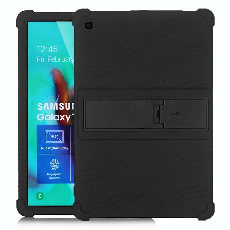 For Galaxy Tab S5e T720 Tablet PC Silicone Protective Case with Invisible Bracket(Black)