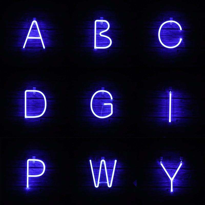 Blue Letter Number Neon Lights Holiday Decoration Lights(Letter A)