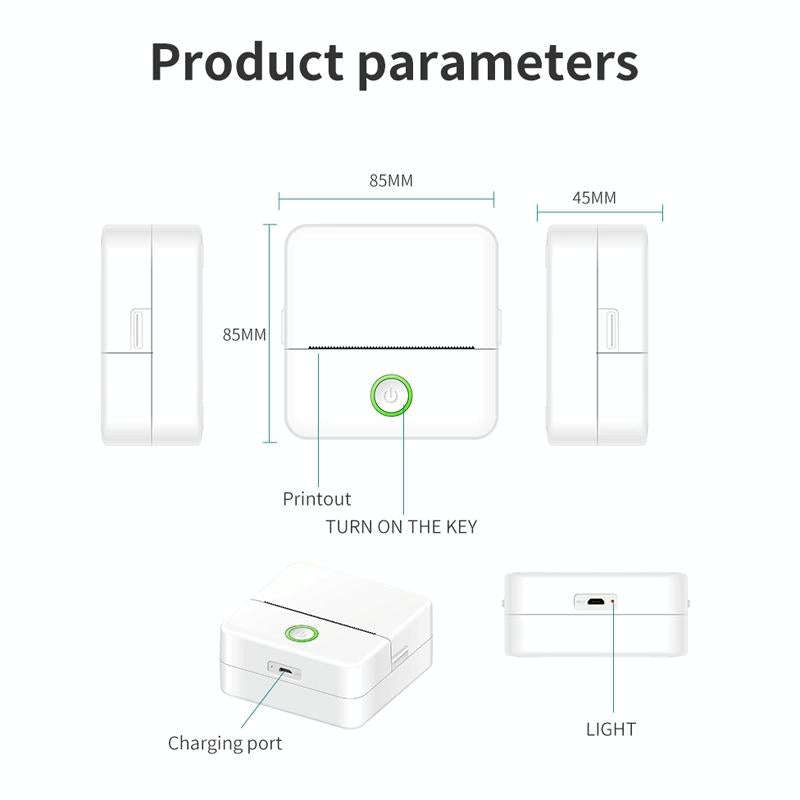 X6 200DPI Student Homework Printer Bluetooth Inkless Pocket Printer Pink 5 Printer Papers+5 Sicke...