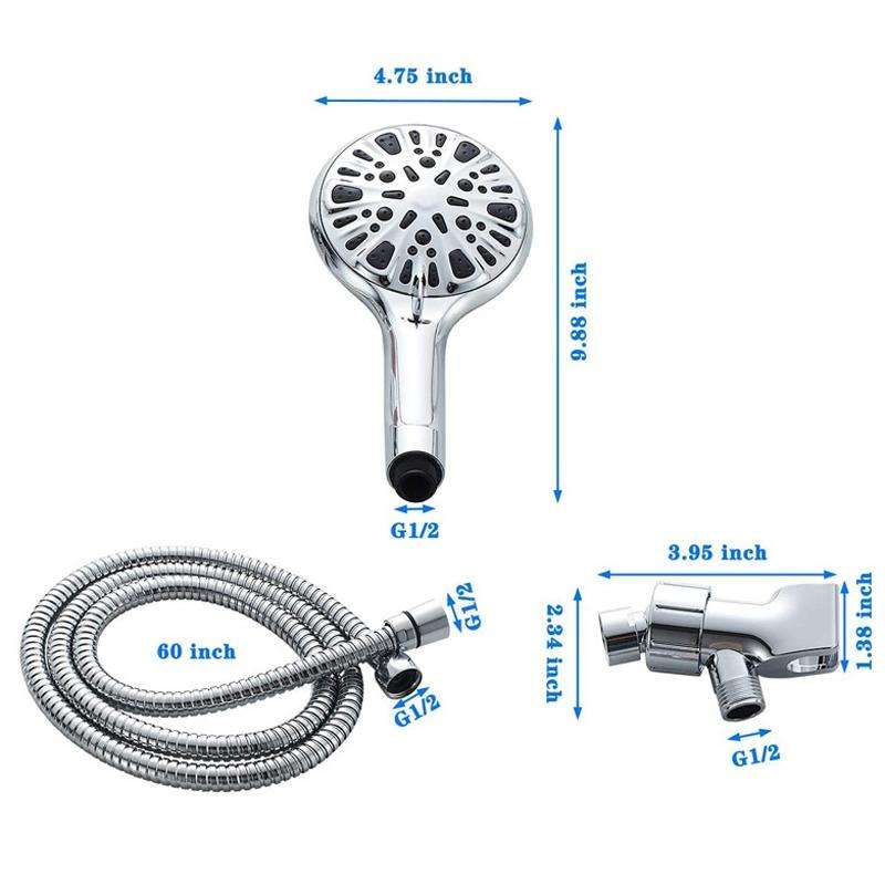9 Functions Handheld Shower Pressurized Shower With Water Off and Pause, Style: Shower Kit