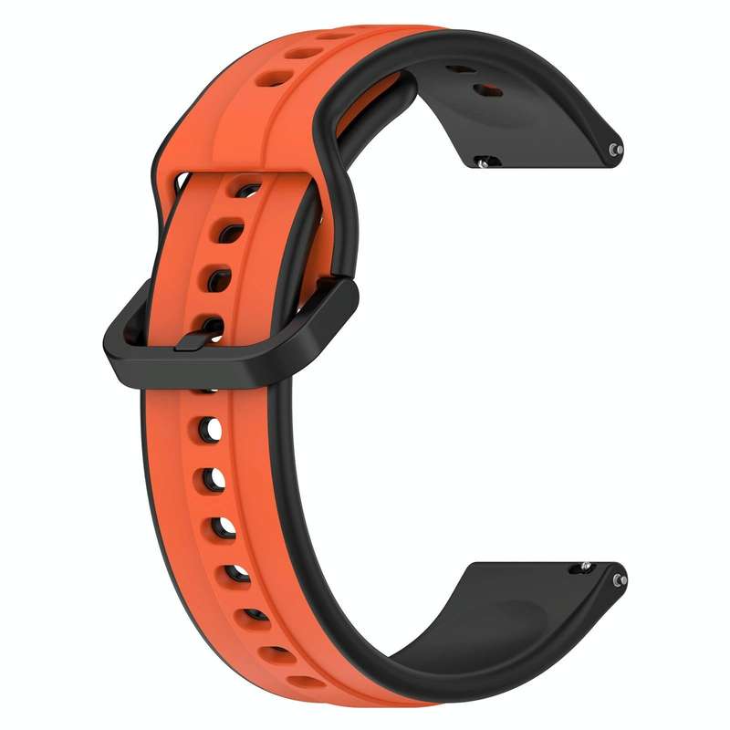 For Garmin Forerunner 265 22mm Convex Loop Two-Color Silicone Watch Band(Orange+Black)