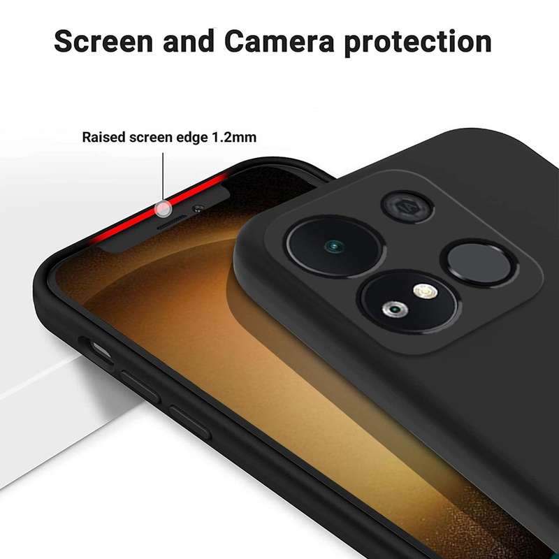 For itel A04 Pure Color Liquid Silicone Shockproof Phone Case(Black)