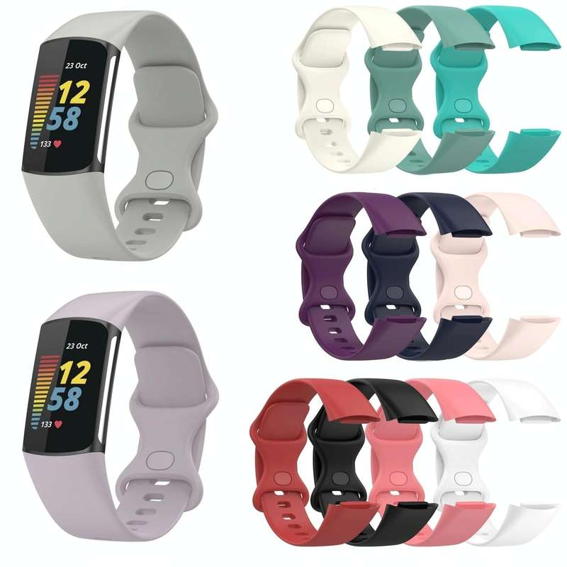 For Fitbit Charge 5 Monochromatic Silicone Watch Band, Size: Small Size(White)