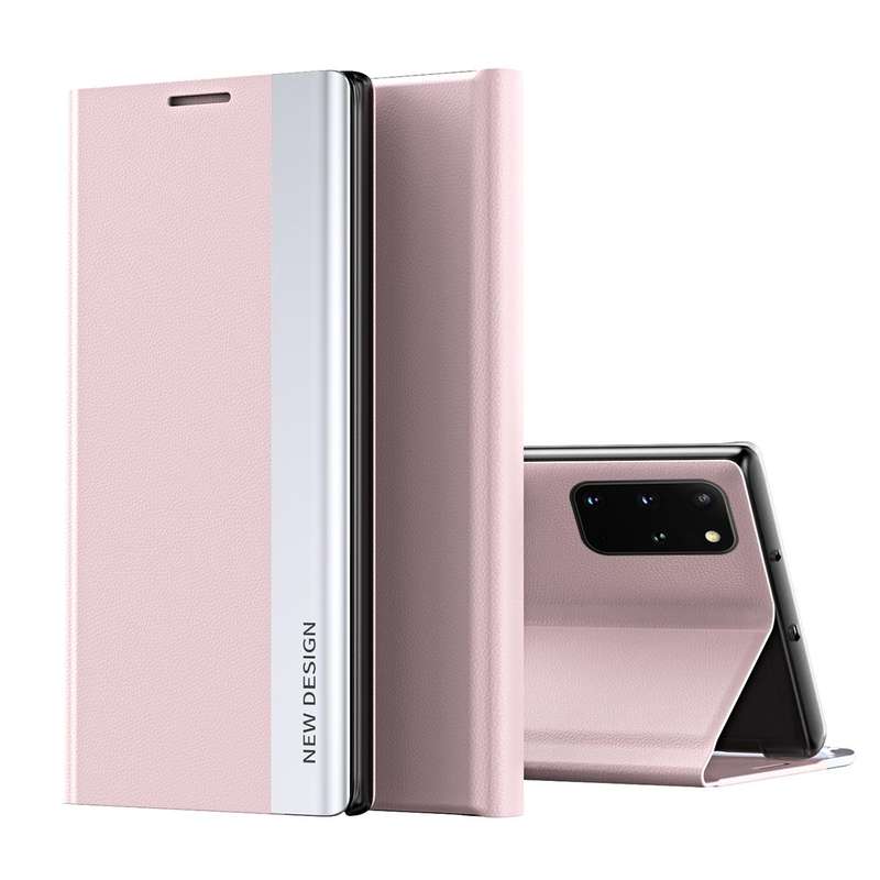 For Samsung Galaxy A23 4G Side Electroplated Adsorption Flip Leather Case(Pink)