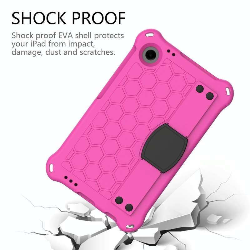 For Samsung Galaxy Tab A9 8.7 X110/X115 Honeycomb EVA Hybrid PC Tablet Case with Strap(Rose Red+B...