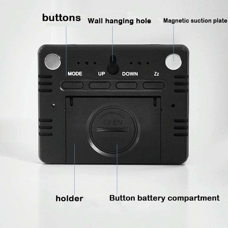Magnetic LCD Digital Aalarm Clock Large Screen With Temperature Humidity Display(9905 White)