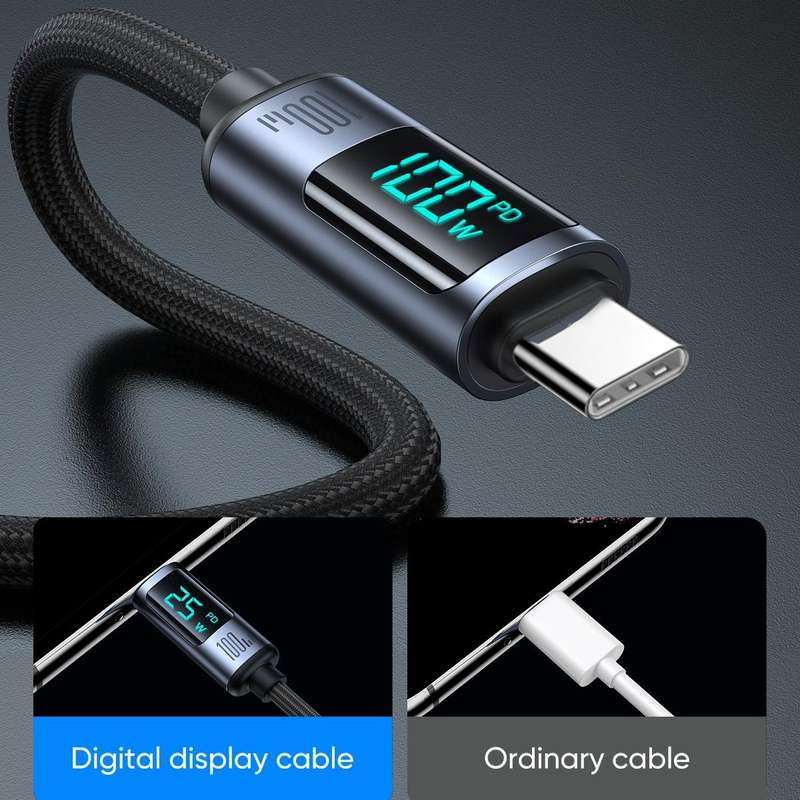 JOYROOM S-CC100A16 100W USB-C / Type-C to USB-C / Type-C Digital Display Fast Charging Data Cable...