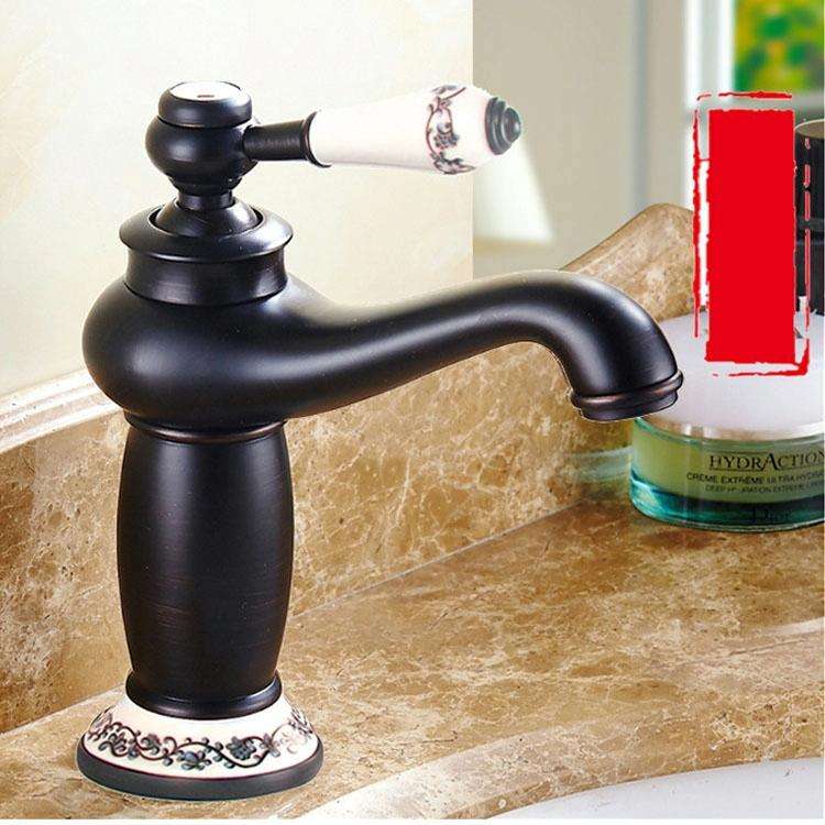 Copper Antique Hot Cold Double Blue White Porcelain Faucet
