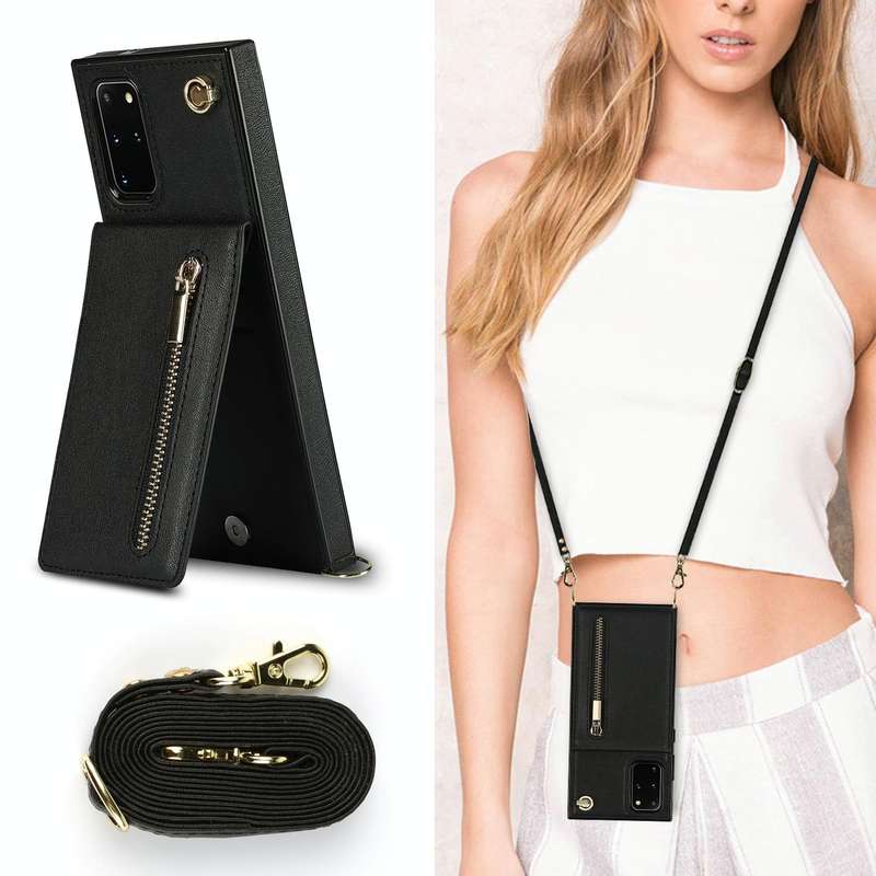 For Samsung Galaxy S20 Cross-body Zipper Square TPU+PU Back Cover Case with Holder & Card Slots &...