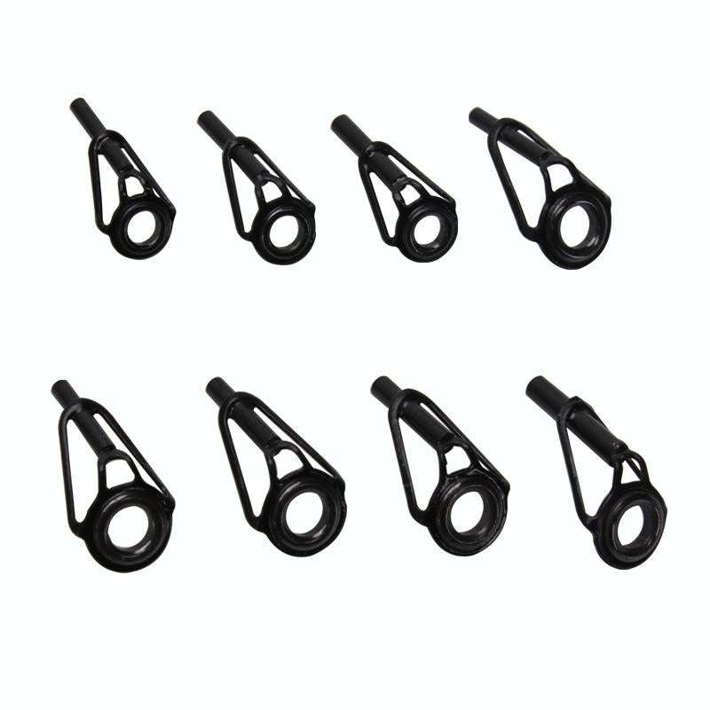 80 PCS / Box Top Ring Leading Eye Lure Rod Accessories, Style: Stainless Steel+Ceramic Ring(Black)