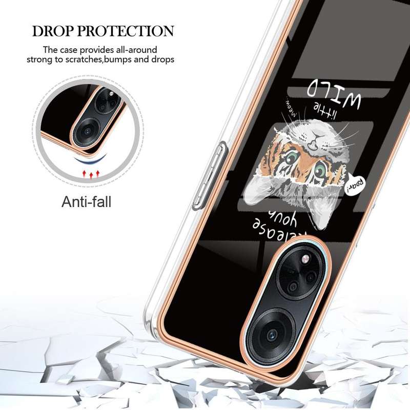 For OPPO A98 Electroplating Marble Dual-side IMD Phone Case(Natural Growth)