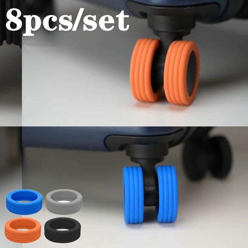 8pcs /Set Silicone Luggage Wheels Cover Protector Silent Anti Wear Caster Shoes(Blue)