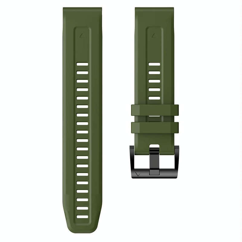 For Garmin Fenix 7 Sapphire Solar Metal Buckle Solid Color Silicone Watch Band(Army Green)