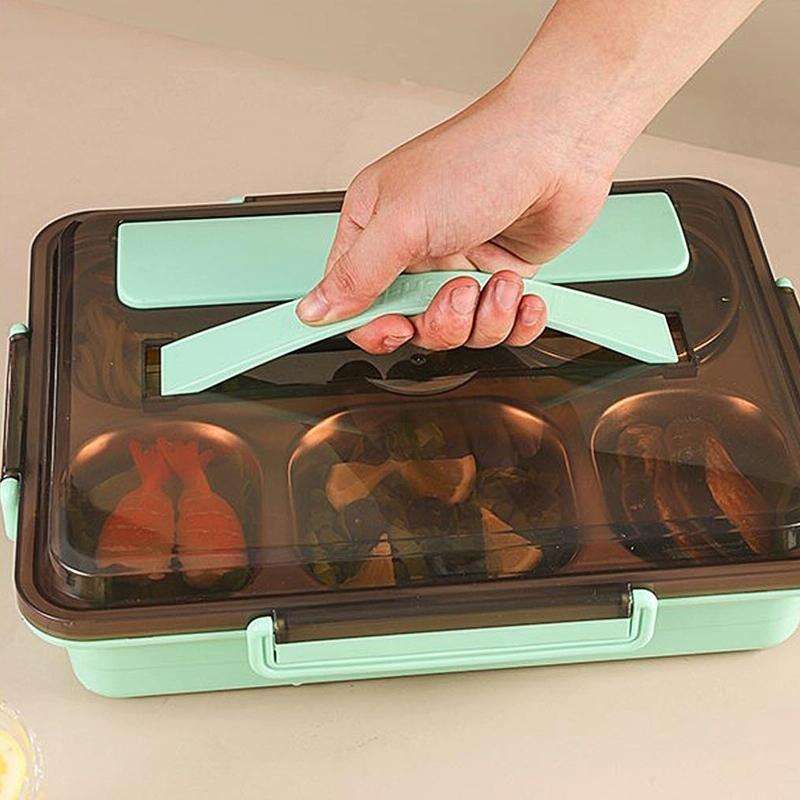 304 Stainless Steel Lunch Box Leakproof Insulated Student Dormitory Bento Box, Spec: 4 Grid Black