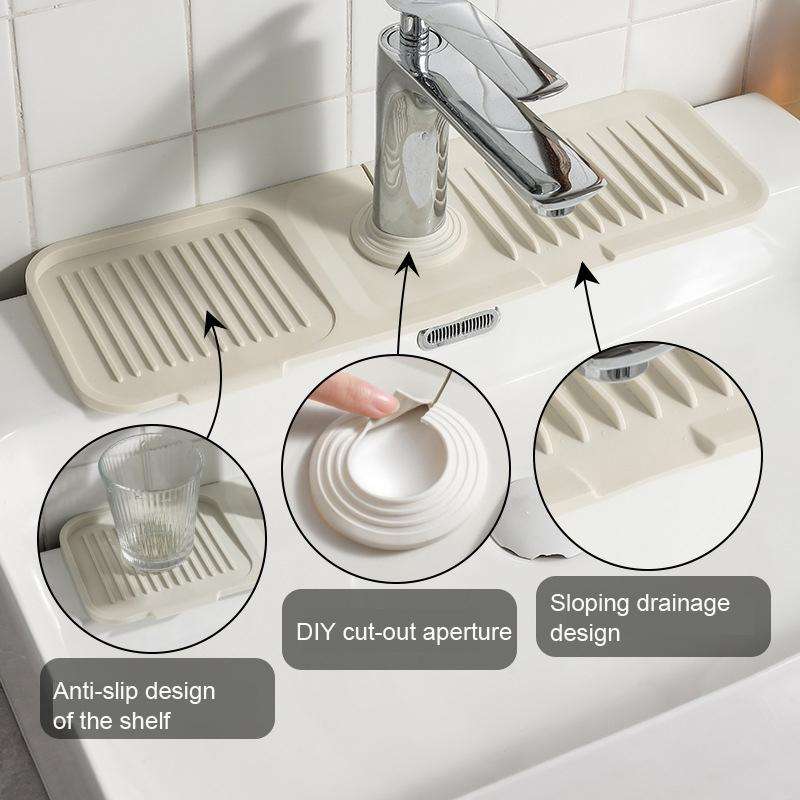 Faucet Silicone Draining Mat Anti-splash Kitchen Sink Non-slip Soap Mat, Size: Large(Light Gray)