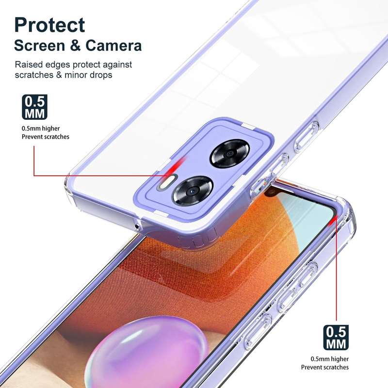 For OPPO A77 5G 3 in 1 Clear TPU Color PC Frame Phone Case(Purple)