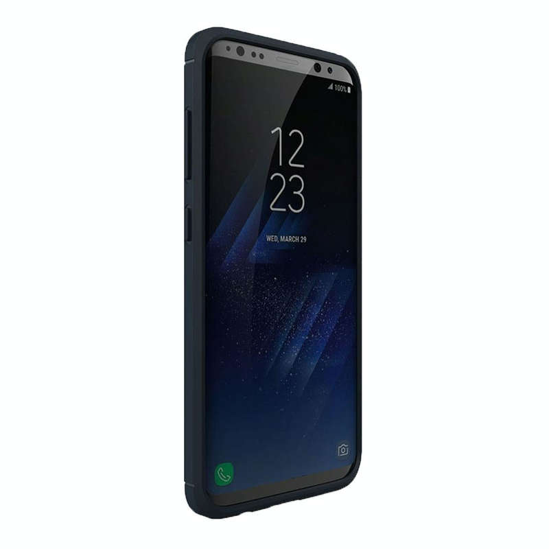 For Galaxy S8 Brushed Carbon Fiber Texture Shockproof TPU Protective Cover Case (Dark Blue)