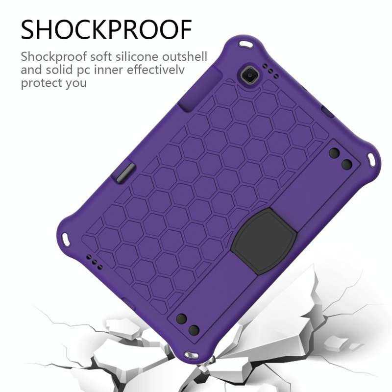 For Samsung Galaxy Tab S6 Lite P610 Honeycomb EVA + PC Shockproof Case with Strap(Purple+Black)
