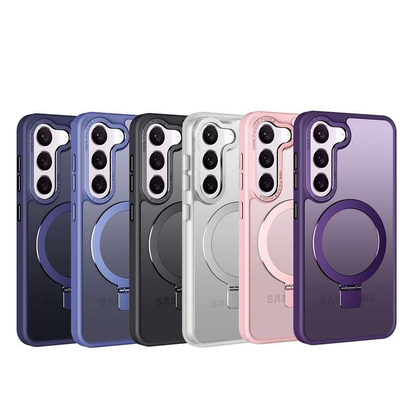 For Samsung Galaxy S23+ 5G Skin Feel MagSafe Magnetic Holder Phone Case(Black)