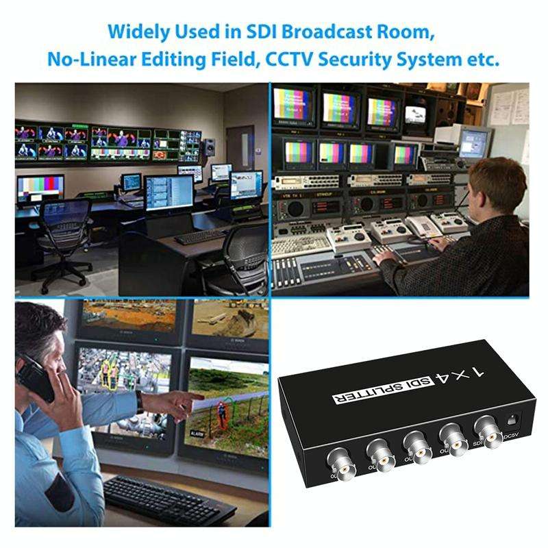 1 In 4 Out SD-SDI / HD-SDI / 3G-SDI Distribution Amplifier Video SDI Splitter(EU Plug)