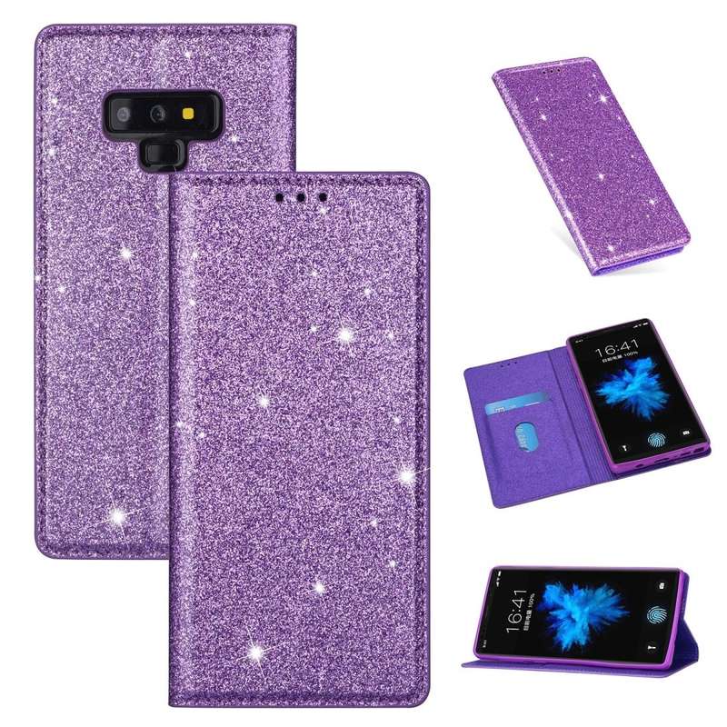 For Samsung Galaxy Note 9 Ultrathin Glitter Magnetic Horizontal Flip Leather Case with Holder & C...