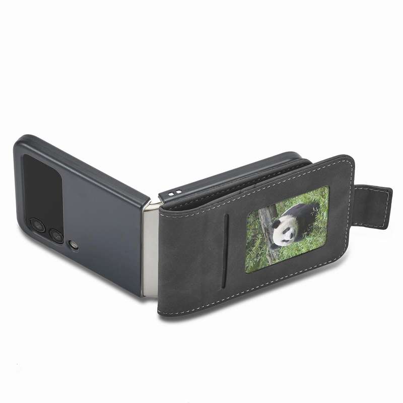 For Samsung Galaxy Z Flip4 Forwenw Dual-side Buckle Leather Phone Case(Black)