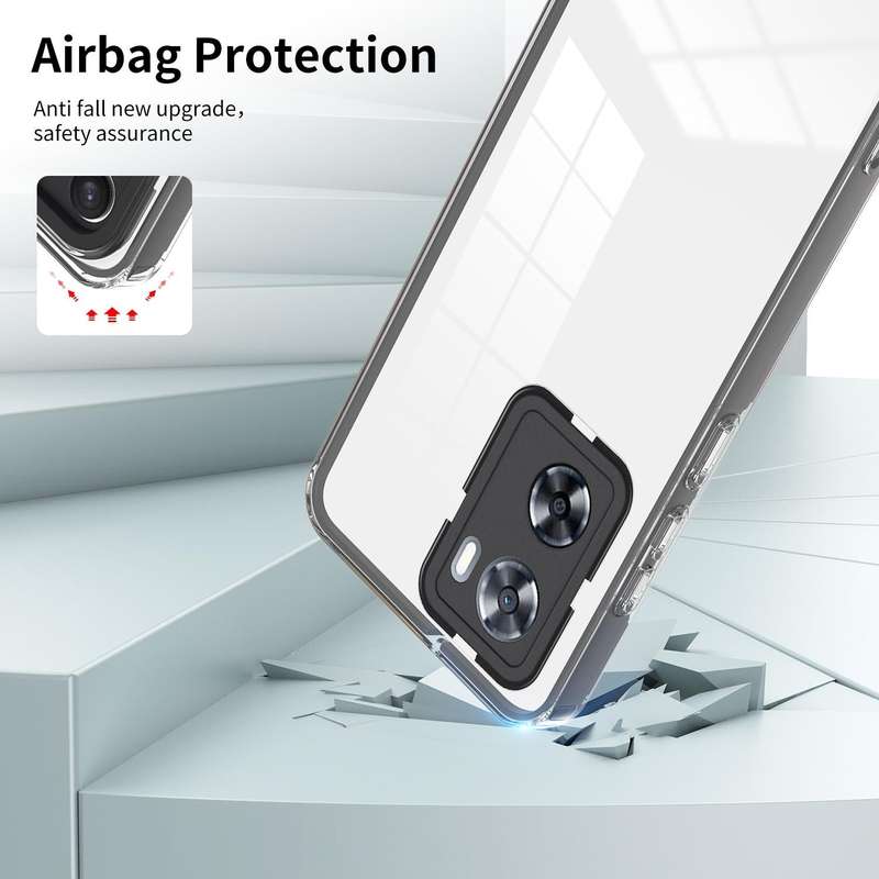 For OPPO A57 4G 2022 3 in 1 Clear TPU Color PC Frame Phone Case(Black)