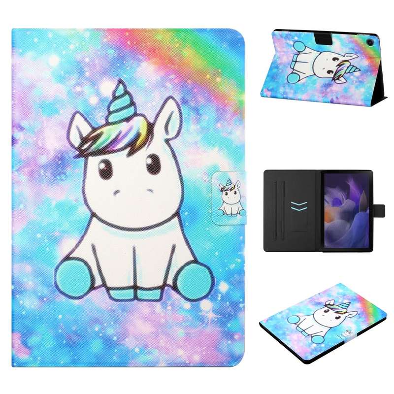For Samsung Galaxy Tab A9 Colored Drawing Horizontal Flip PU Tablet Case with Sleep / Wake-up Fun...
