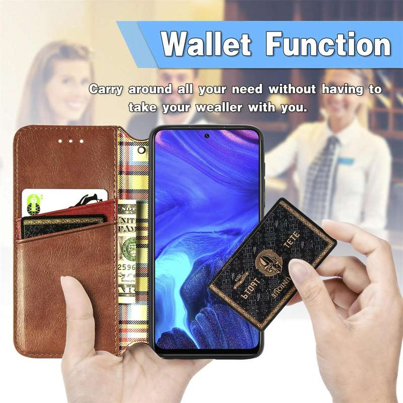 For Infinix Note 10 Pro Cubic Grid Pressed Horizontal Flip Magnetic PU Leather Case with Holder &...