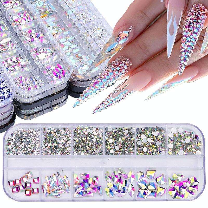 12 Grid Flat Bottom Shaped Nail Rhinestones Nail Decoration, Specification: 21