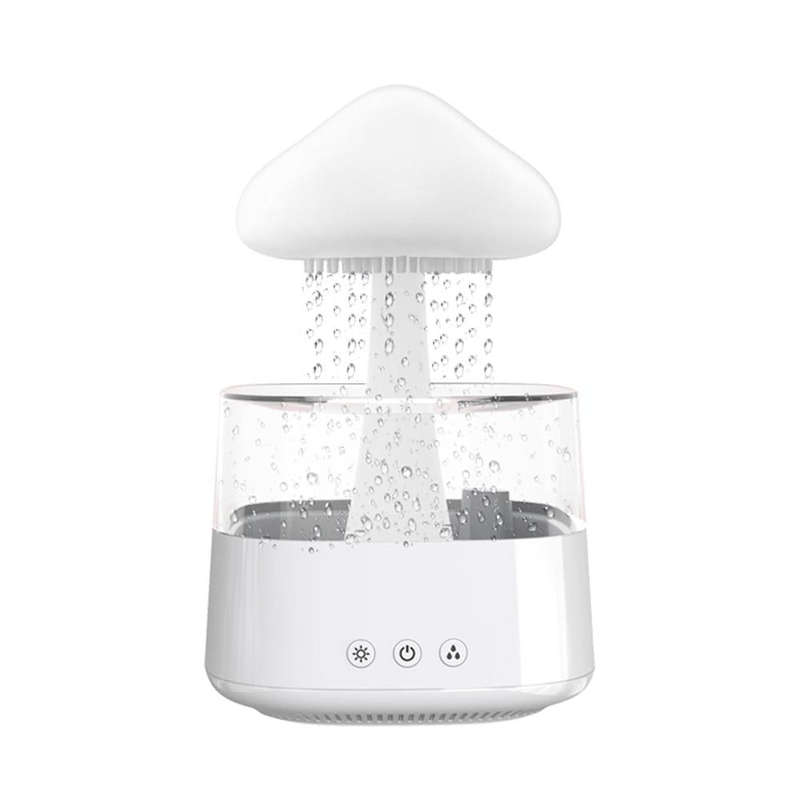 CH08 450ml Rain Humidifier Mushroom Cloud Colorful Night Lamp Aromatherapy Machine, Style: Withou...