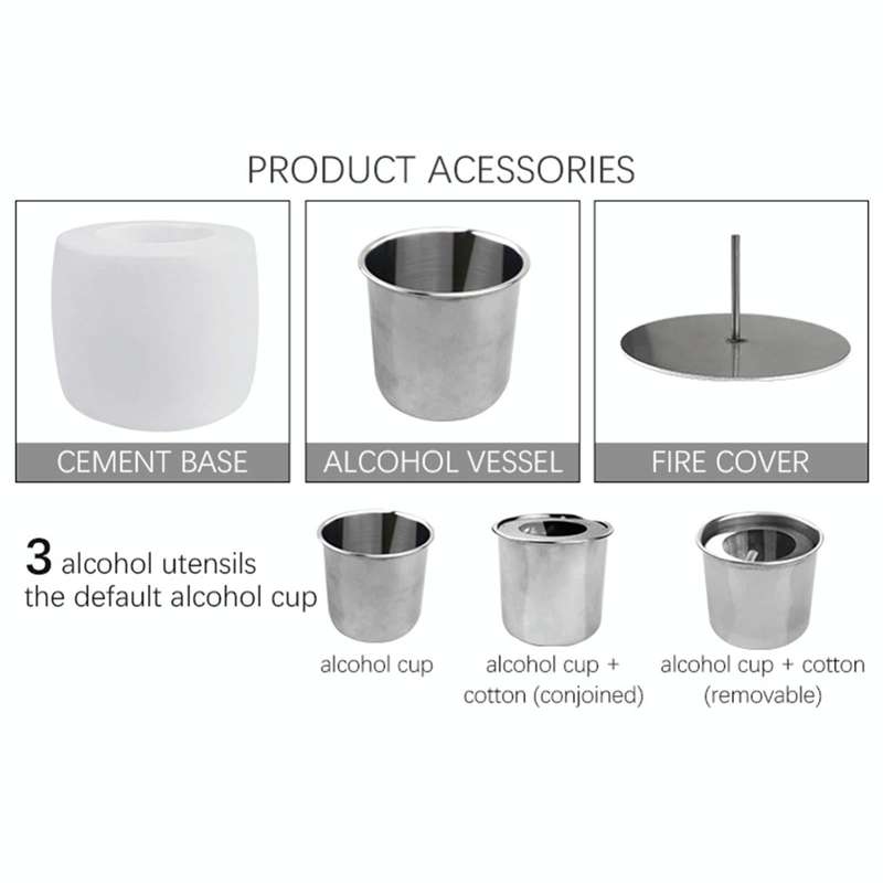Tabletop Alcohol Fireplace Lamp Flame Heater Portable Outdoor Concrete Small Fireplace(Black)