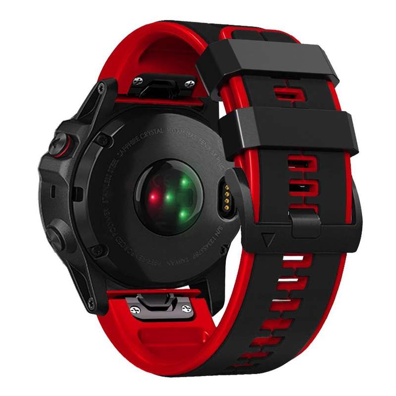 For Garmin Fenix 7X Vertical Stripes Two-color Silicone Watch Band(Black Red)