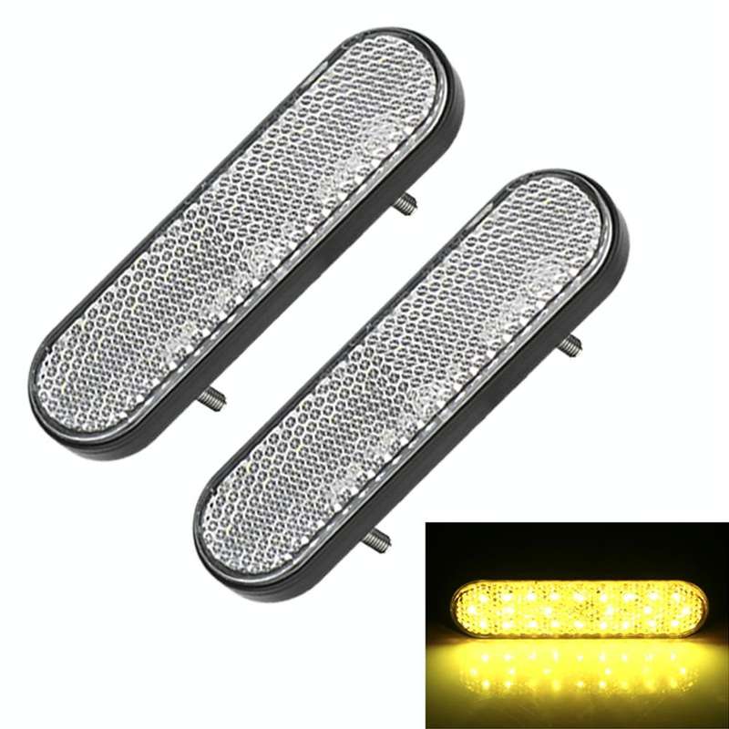 2 PCS 24LED Reflector Brake Light Turn Signal Light(White Shell Yellow Light)