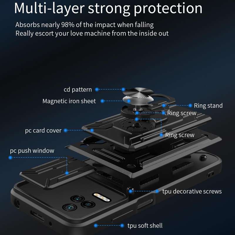 For Xiaomi Poco F4/Redmi K40S Sliding Camshield Card Phone Case(Black)
