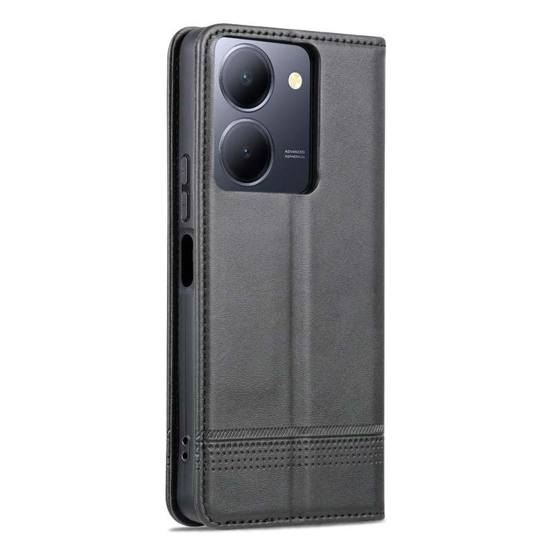 For vivo Y36 Global AZNS Magnetic Calf Texture Leather Phone Case(Black)