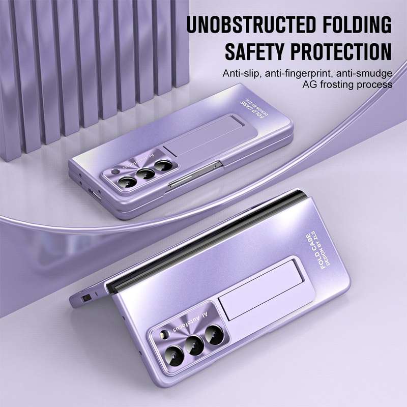 For Samsung Galaxy Z Fold5 5G Integrated AG Matte Folding Phone Case with Pen Slot(Purple)