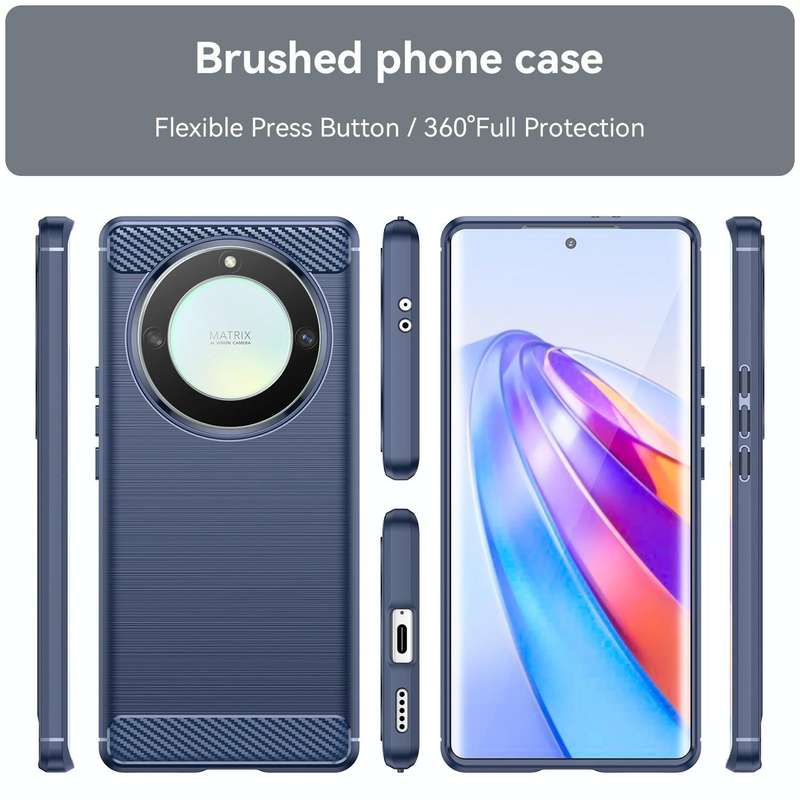 For Honor X9a Brushed Texture Carbon Fiber TPU Phone Case(Blue)