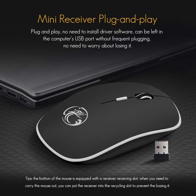 iMICE G-1600 Plus 2.4Ghz 1600 DPI Ergonomic Noiseless USB Mute Wireless Mouse