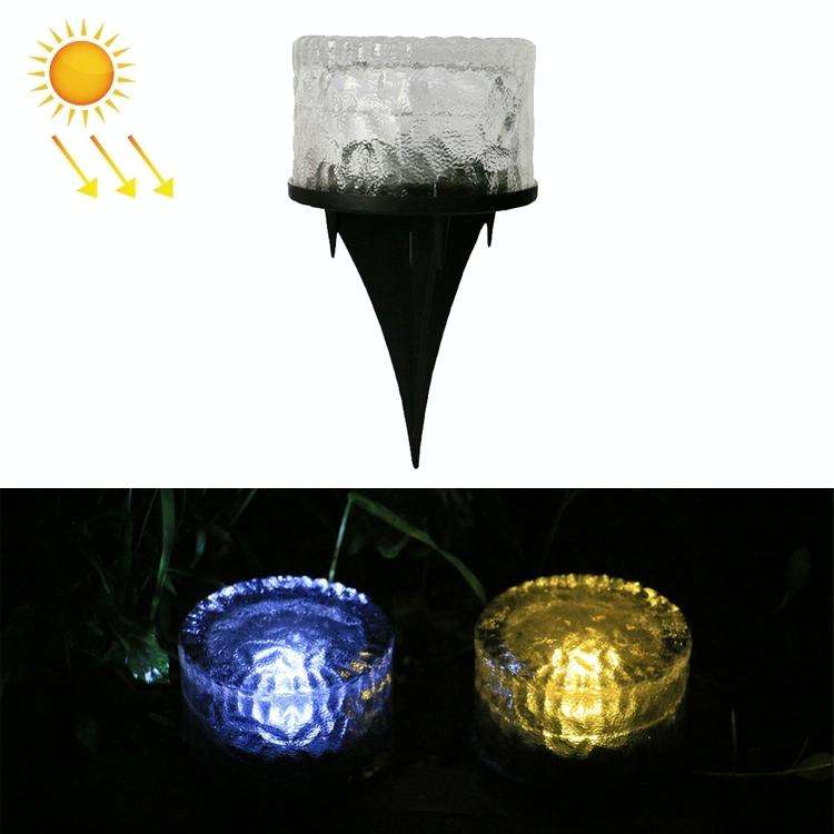 Outdoor Solar Buried Lamp Round Glass Floor Street Light Garden Ice Brick Waterproof Lamp(Warm Li...