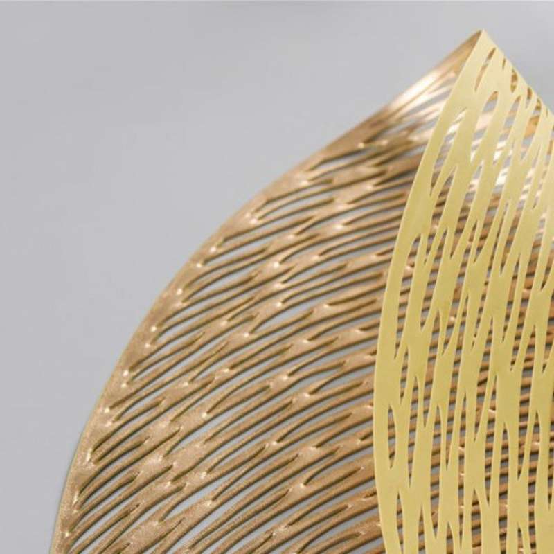 2 PCS Fashion Round Hollow Placemats PVC Table Mats Coffee Cup Pad(Gold)