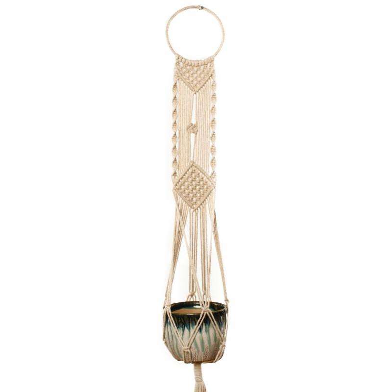 Q001 Type Macrame Hanging Flower Pots Decoration Indoor Outdoor Braided Rope Hanging Planter Plan...