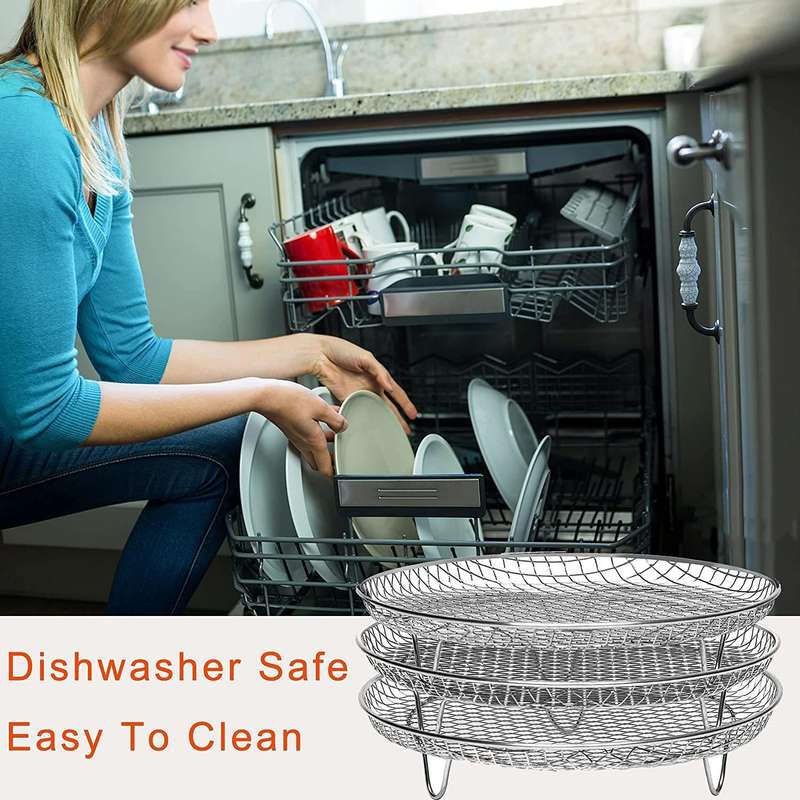 Air Fryer Accessories 8-inch Three Layer Round Grill Steam Rack