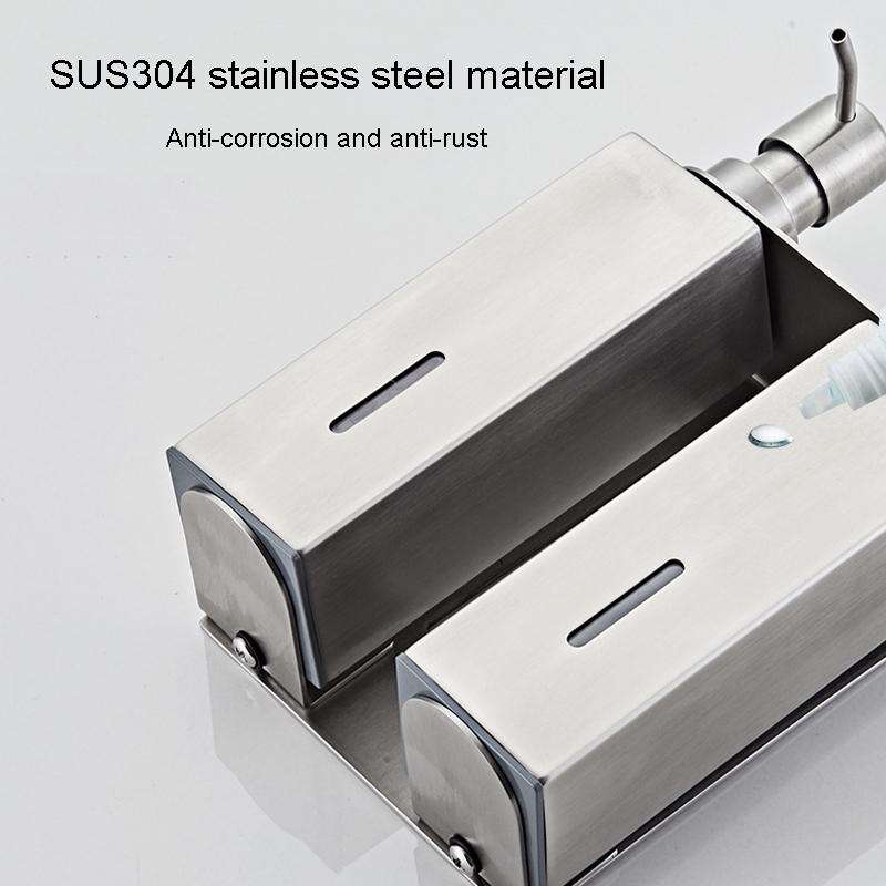 Hotel Stainless Steel Soap Dispenser Home Wall Mounted No Punch Press To Soap Bottle, Style: Roun...
